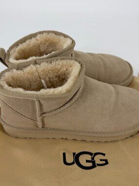 Suede Shearling Lined Ankle Boots Warm Cozy Size 38 US 7.5